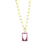 Ashley Gold Stainless Steel Gold Plated Link Design Pink CZ Heart Pendant Necklace