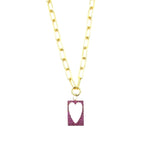 Ashley Gold Stainless Steel Gold Plated Link Design Pink CZ Heart Pendant Necklace