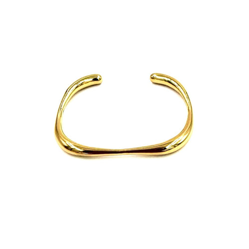 Ashley Gold Stainless Steel Open Bangle Square Design Bracelet