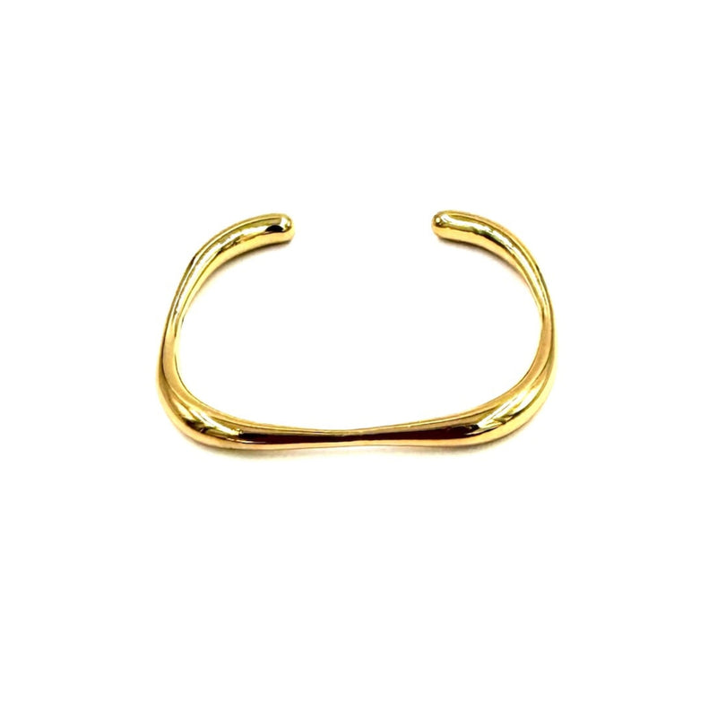 Ashley Gold Stainless Steel Open Bangle Square Design Bracelet