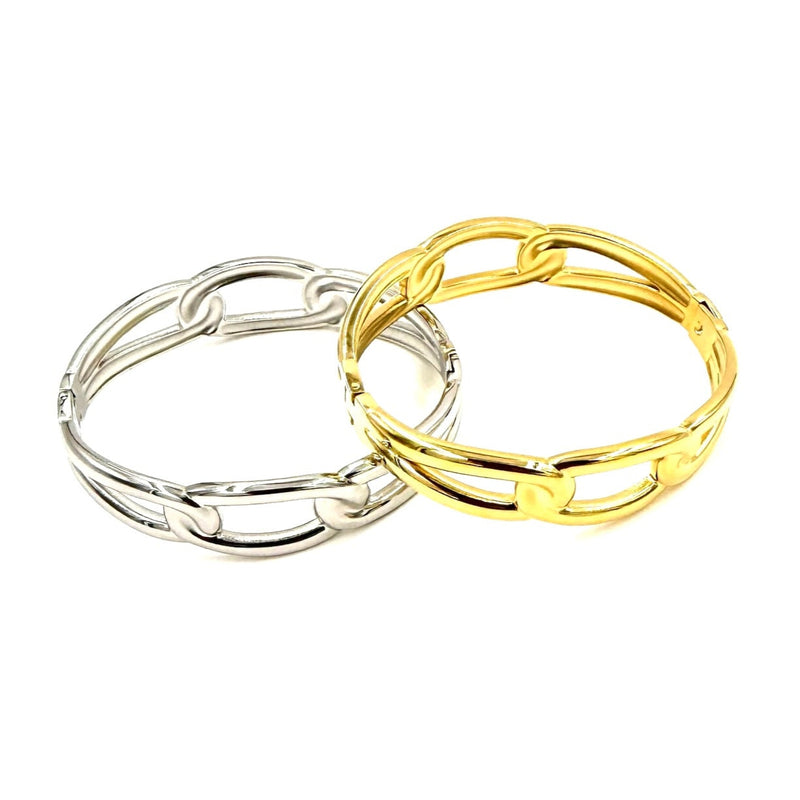 Ashley Gold Stainless Steel Swirl Design Closed Bangle Bracelet