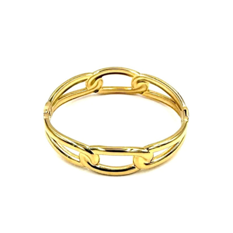 Ashley Gold Stainless Steel Swirl Design Closed Bangle Bracelet