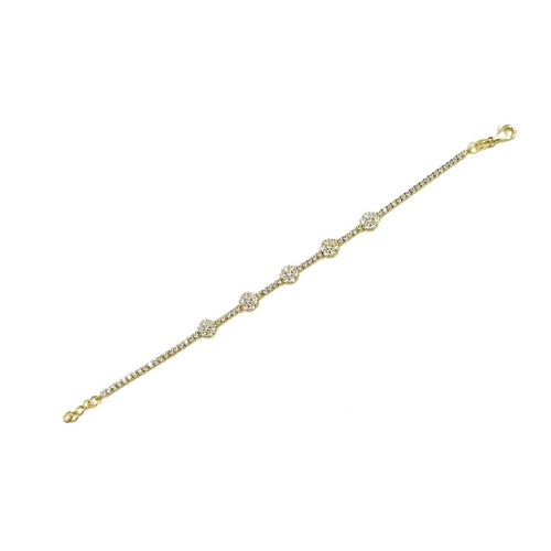 Ashley Gold Sterling Silver Encrusted CZ Flower Design Tennis Bracelet