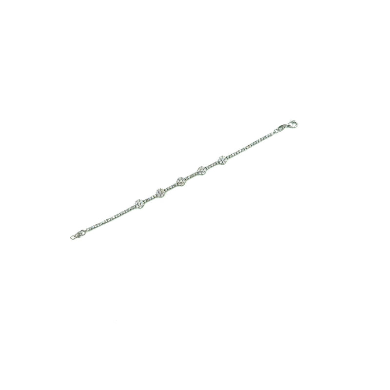 Ashley Gold Sterling Silver Encrusted CZ Flower Design Tennis Bracelet