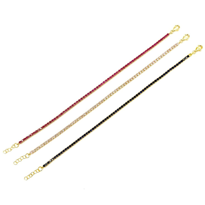 Ashley Gold Sterling Silver Gold Plated Prong Set Colored CZ Tennis Bracelet