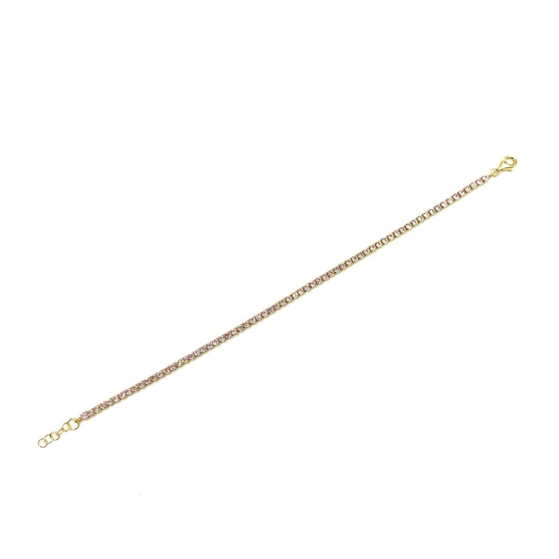 Ashley Gold Sterling Silver Gold Plated Prong Set Colored CZ Tennis Bracelet