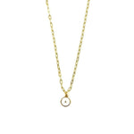 Ashley Gold Stainless Steel Gold Plated White Disc CZ Pendant Necklace