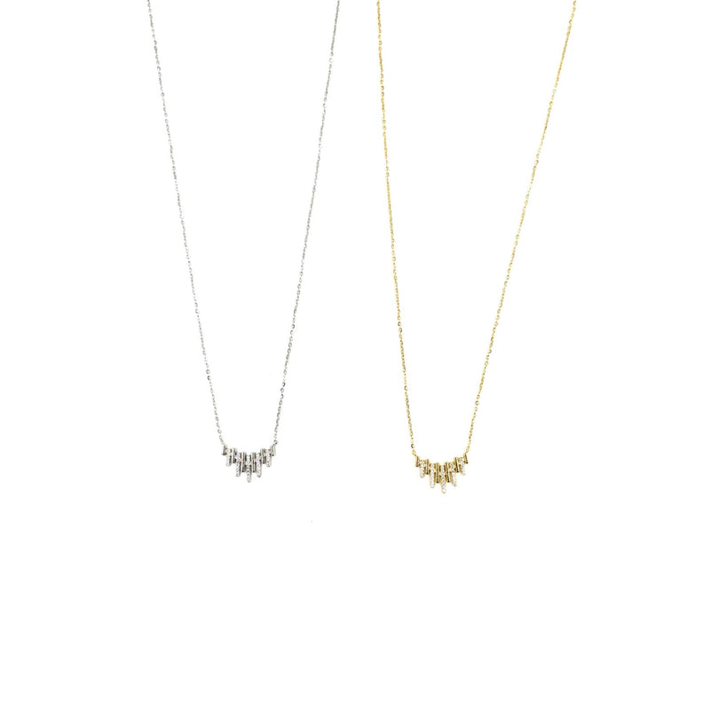 Ashley Gold Sterling Silver Assorted CZ Line Design Necklace