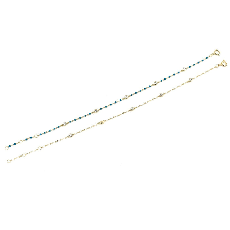 Ashley Gold Sterling Silver Gold Plated Enamel And Bezel Set CZ Bracelet