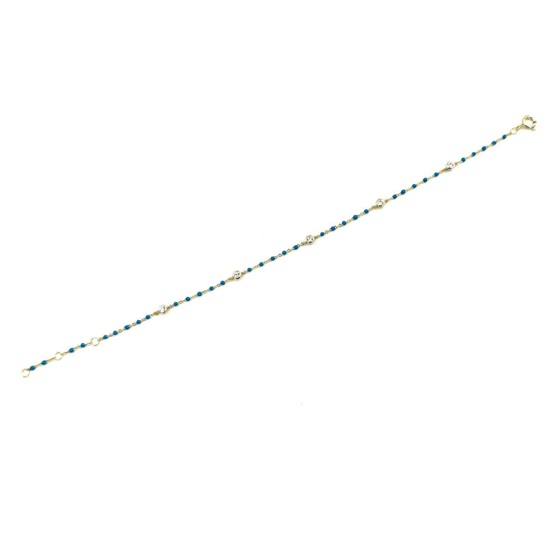 Ashley Gold Sterling Silver Gold Plated Enamel And Bezel Set CZ Bracelet