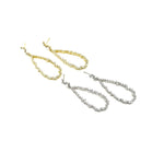 Ashley Gold Stainless Steel Open Oval Drop CZ Earrings