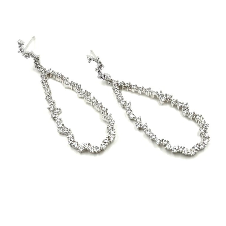 Ashley Gold Stainless Steel Open Oval Drop CZ Earrings