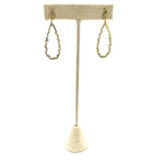 Ashley Gold Stainless Steel Open Oval Drop CZ Earrings