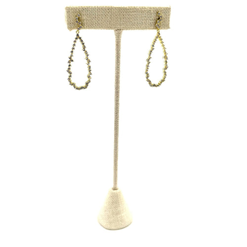 Ashley Gold Stainless Steel Open Oval Drop CZ Earrings