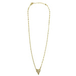 Ashley Gold Stainless Steel Gold Plated Link Chain CZ Elongated Heart Necklace