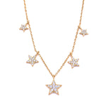 Ashley Gold Sterling Silver Gold Plated 5 Star CZ Encrusted Drop Necklace