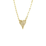 Ashley Gold Stainless Steel Gold Plated Link Chain CZ Elongated Heart Necklace