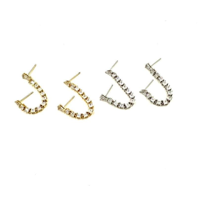 Ashley Gold Sterling Silver 13 CZ Assorted Double Post Stud Drop Earrings