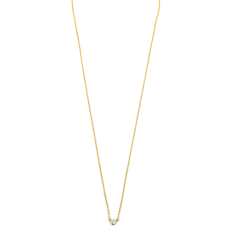 Ashley Gold Sterling Silver Single Drop CZ Bezel Set Necklace