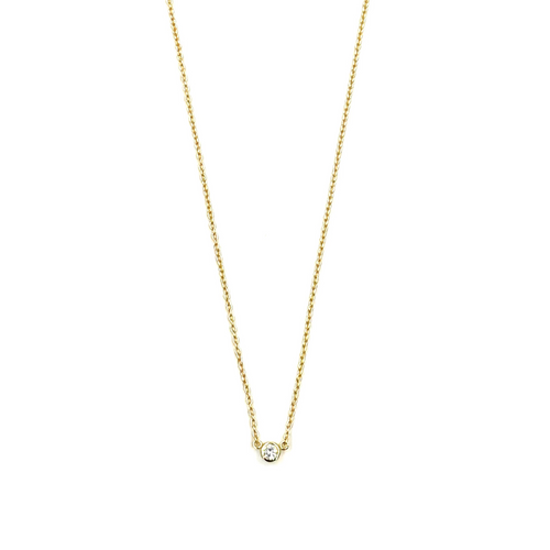 Ashley Gold Sterling Silver Single Drop CZ Bezel Set Necklace