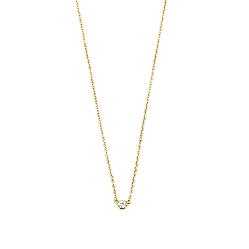 Ashley Gold Sterling Silver Single Drop CZ Bezel Set Necklace