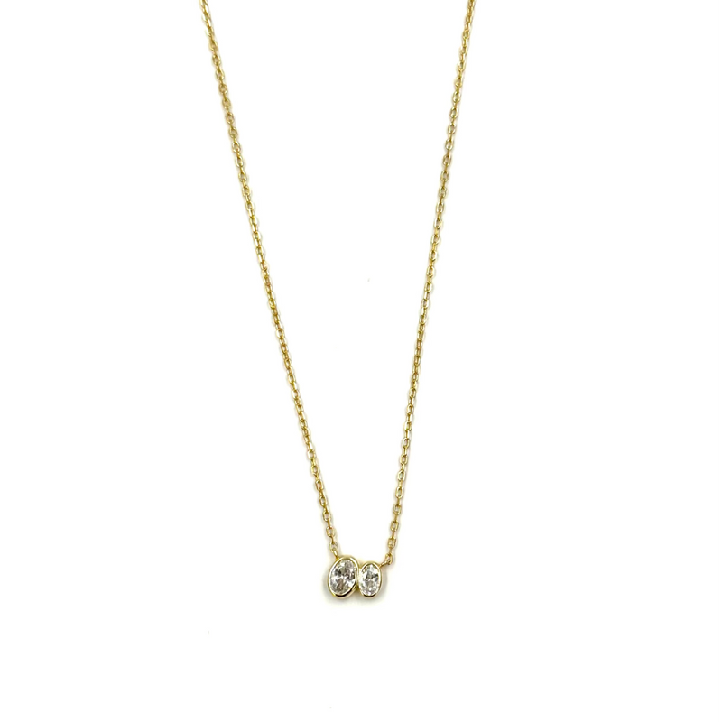 Ashely Gold Sterling Silver Gold Plated Double Side By Side CZ Necklace