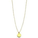 Ashley Gold Stainless Steel Gold Plated Yellow Enamel Smily Face Charm Necklace