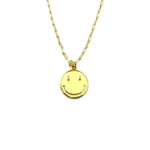 Ashley Gold Stainless Steel Gold Plated Yellow Enamel Smily Face Charm Necklace