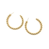 Ashley Gold Stainless Steel Gold Plated Ball Open Back 2" Hoop Earrings