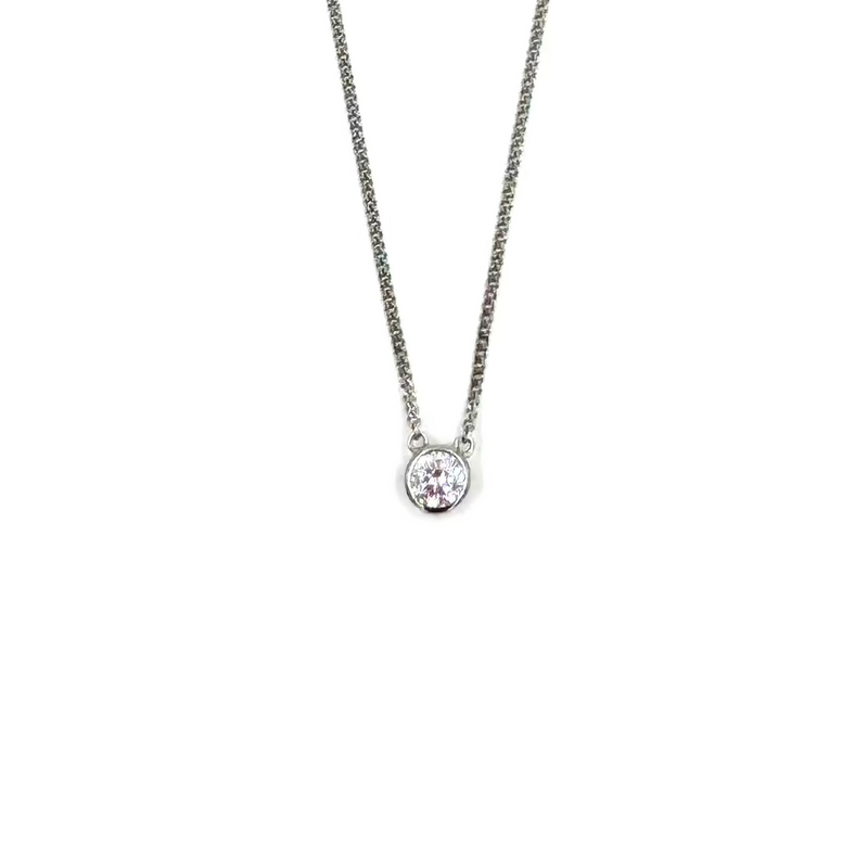 Ashley Gold Sterling Silver Bezel Set Single CZ Necklace