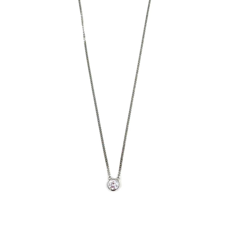 Ashley Gold Sterling Silver Bezel Set Single CZ Necklace