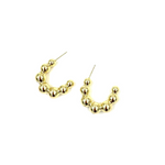 Ashley Gold Stainless Steel Gold Plated Open Back Gradual Ball Beaded Hoop Earrings