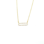 Ashley Gold Sterling Silver Gold Plated Open CZ Bar Design Necklace