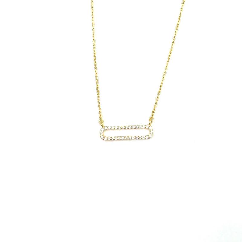 Ashley Gold Sterling Silver Gold Plated Open CZ Bar Design Necklace