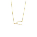 Ashley Gold Sterling Silver Gold Plated Horseshoe Design CZ Necklace