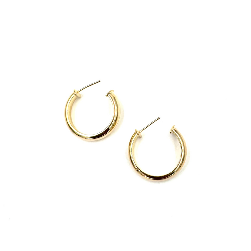 Ashley Gold Stainless Steel Gold Plated Open Back Plain Design Hoop Earrings