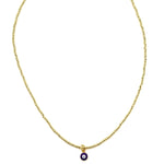 Ashley Gold Stainless Steel Gold Plated Enamel Purple Evil Eye Beaded Necklace