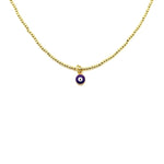 Ashley Gold Stainless Steel Gold Plated Enamel Purple Evil Eye Beaded Necklace