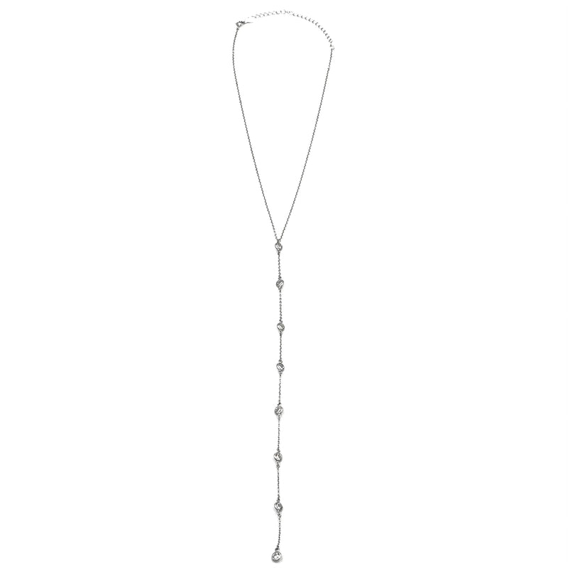 Ashley Gold Sterling Silver 8 CZ Drop Lariat Necklace