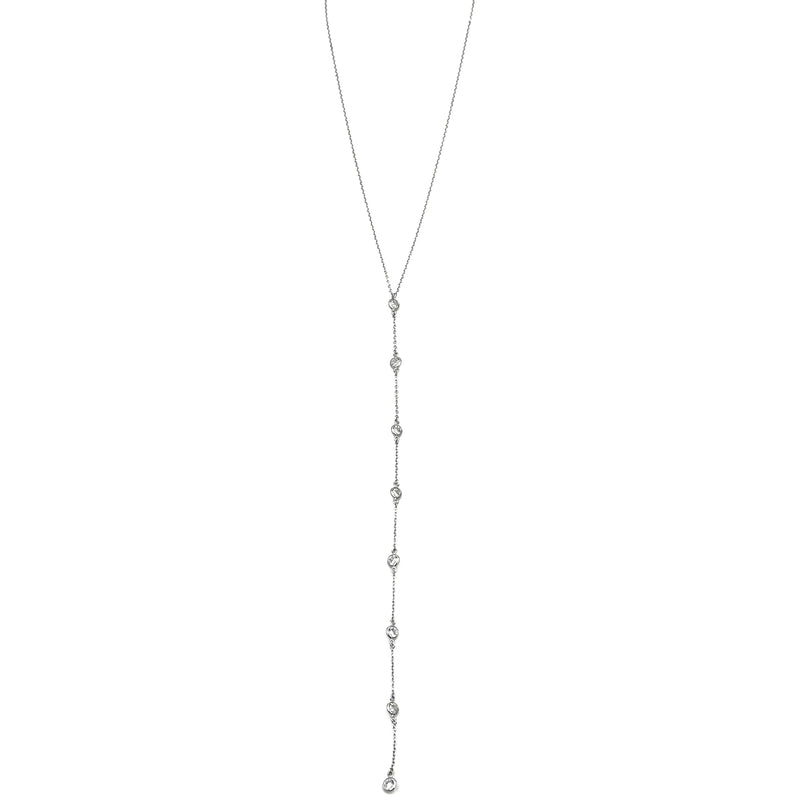 Ashley Gold Sterling Silver 8 CZ Drop Lariat Necklace