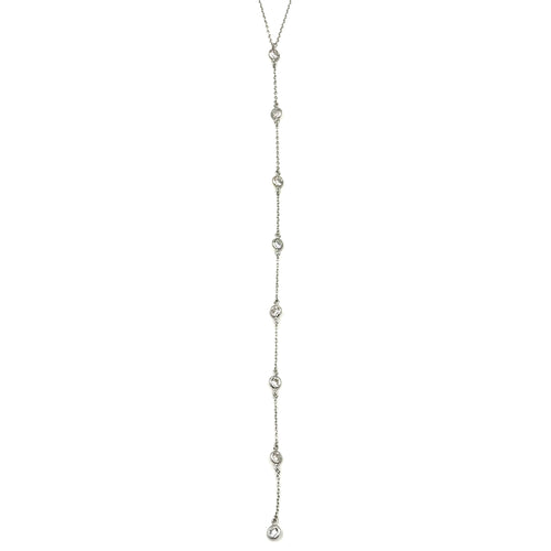 Ashley Gold Sterling Silver 8 CZ Drop Lariat Necklace