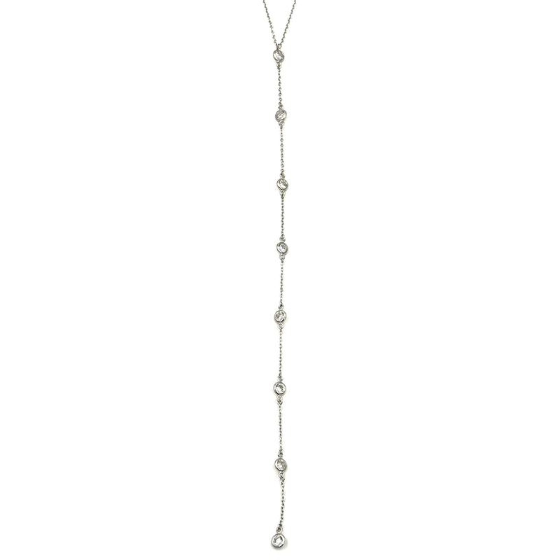 Ashley Gold Sterling Silver 8 CZ Drop Lariat Necklace