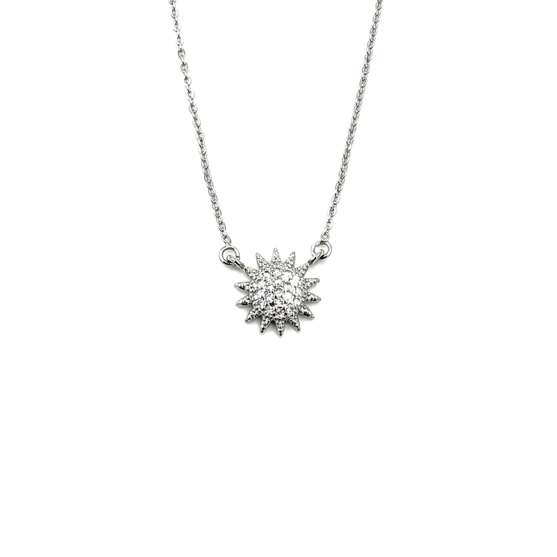 Ashley Gold Stainless Steel CZ Sun Design Necklace