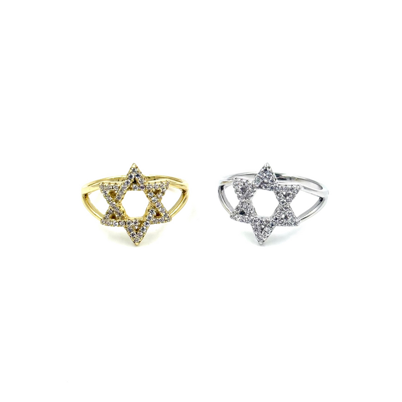 Ashley Gold Sterling Silver CZ Open Star Ring