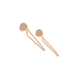 Ashley Gold Sterling Silver Gold Plated CZ Disc Chain Drop Earrings
