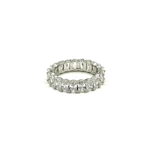 Ashley Gold Sterling Silver Prong Set Oval CZ Eternity Band Ring