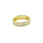 Ashley Gold Sterling Silver Prong Set Oval CZ Eternity Band Ring