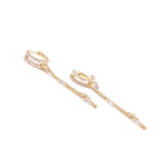 Ashley Gold Sterling Silver Gold Plated Double CZ Hoop Drop Chain Earrings