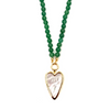 Ashley Gold Stainless Steel Gold Plated Large Heart Design Green Semi Precious Beaded Necklace