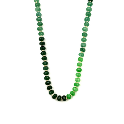 Ashley Gold Stainless Steel Gold Plated Semi Precious Assorted Green Ball Beaded Necklace